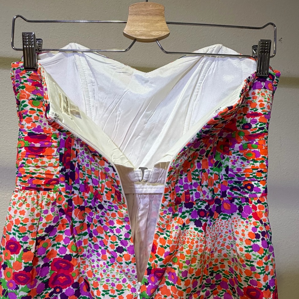 Shoshanna Bright Floral Silk Strapless Dress - Picture 9 of 11